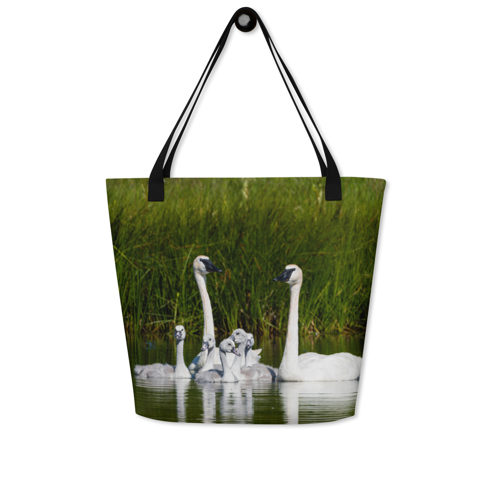 Swan Family All-Over Print Large Tote Bag