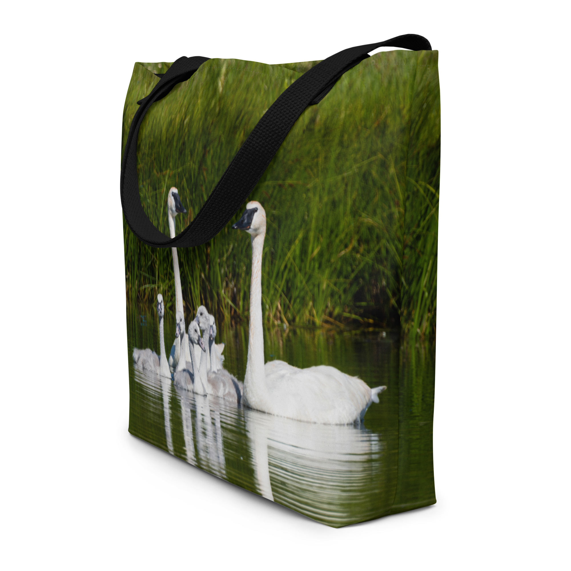 Swan Family All-Over Print Large Tote Bag