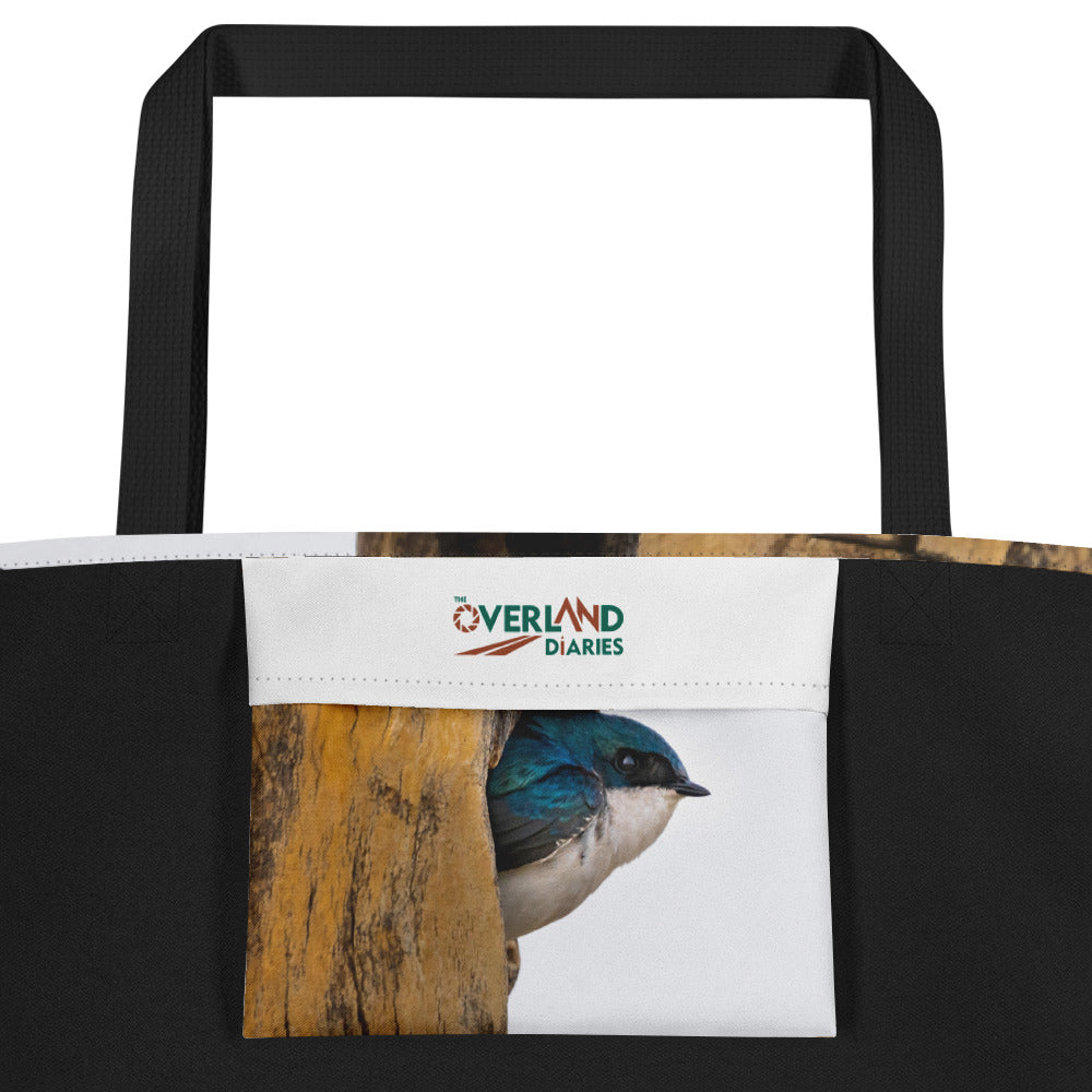 Tree Swallow All-Over Print Large Tote Bag