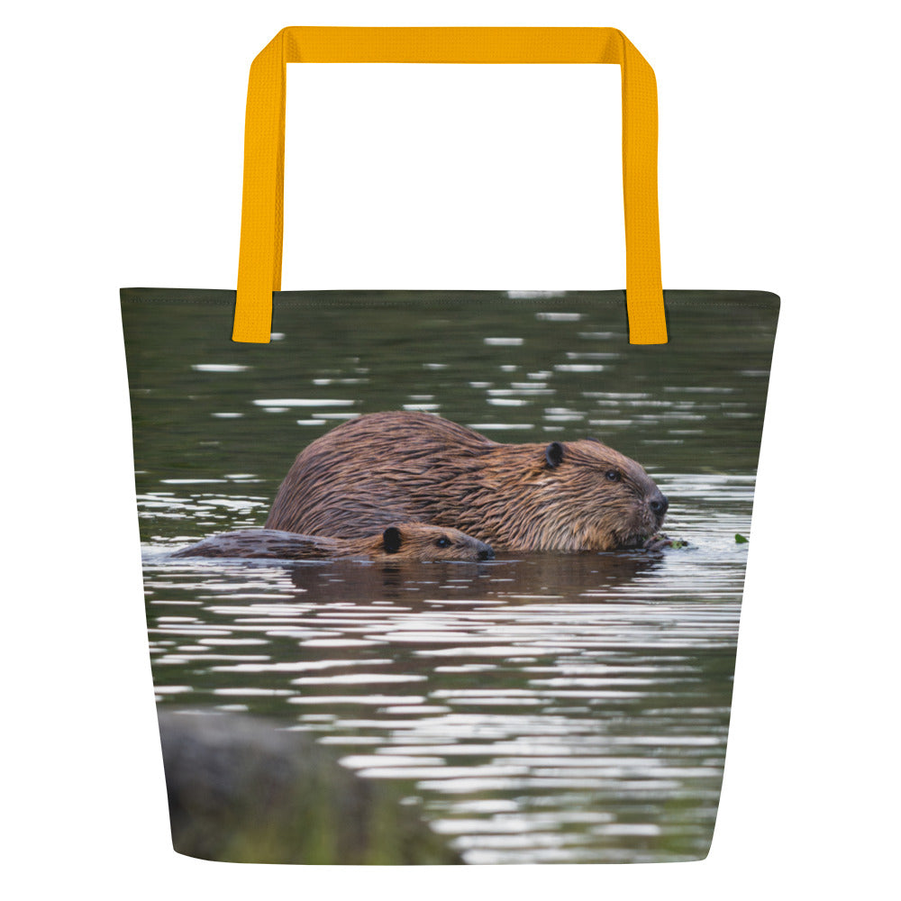 Beaver All-Over Print Large Tote Bag