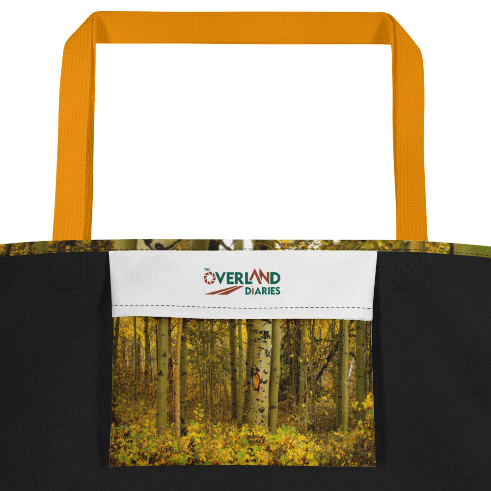 Detail Aspen Trees in the Fall All-Over Print Large Tote Bag