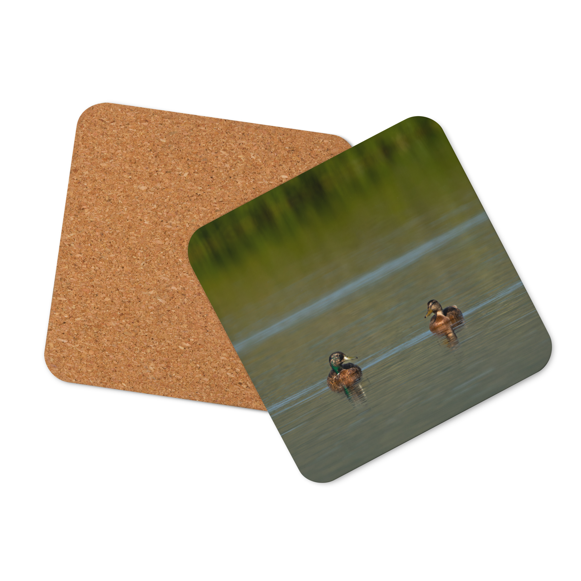 Couple of Ducks Cork-back coaster