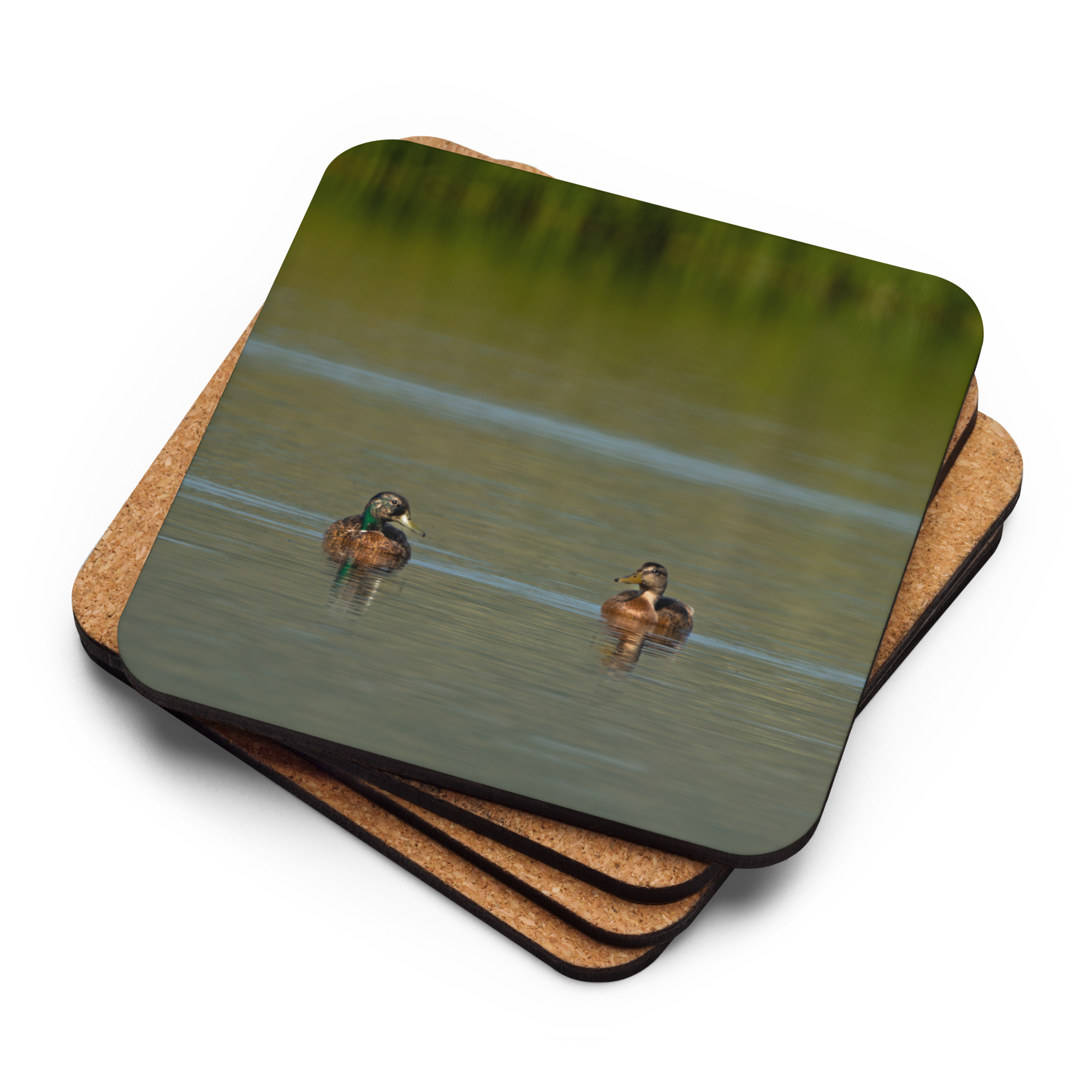 Couple of Ducks Cork-back coaster