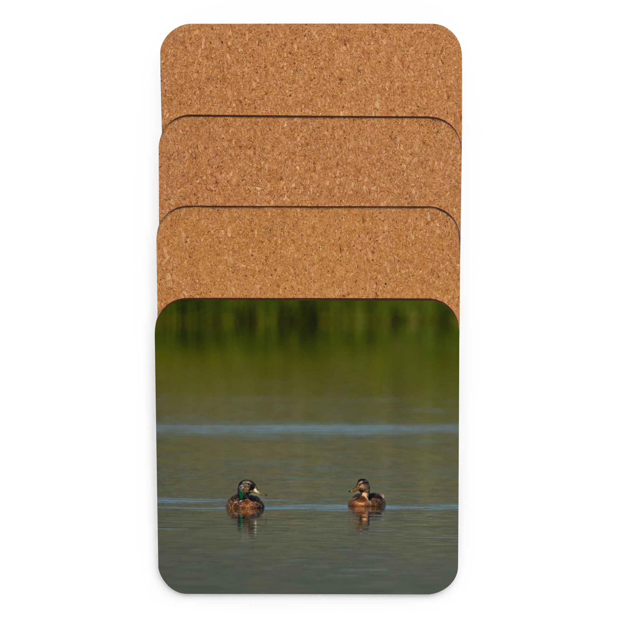 Couple of Ducks Cork-back coaster