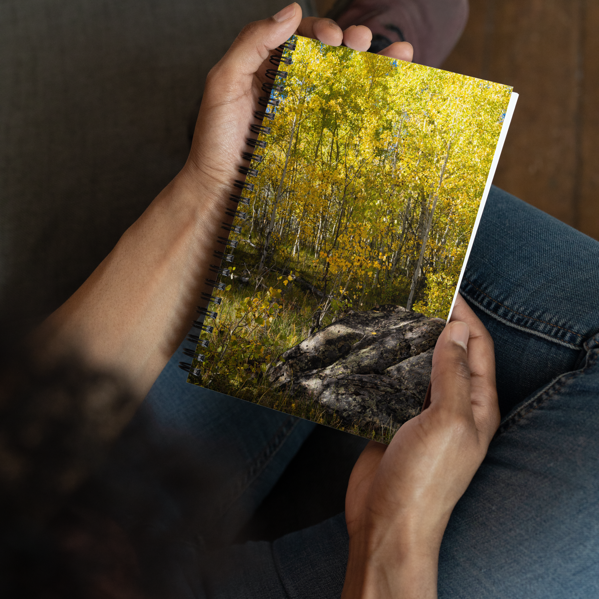 Rock With Aspens Spiral Notebook