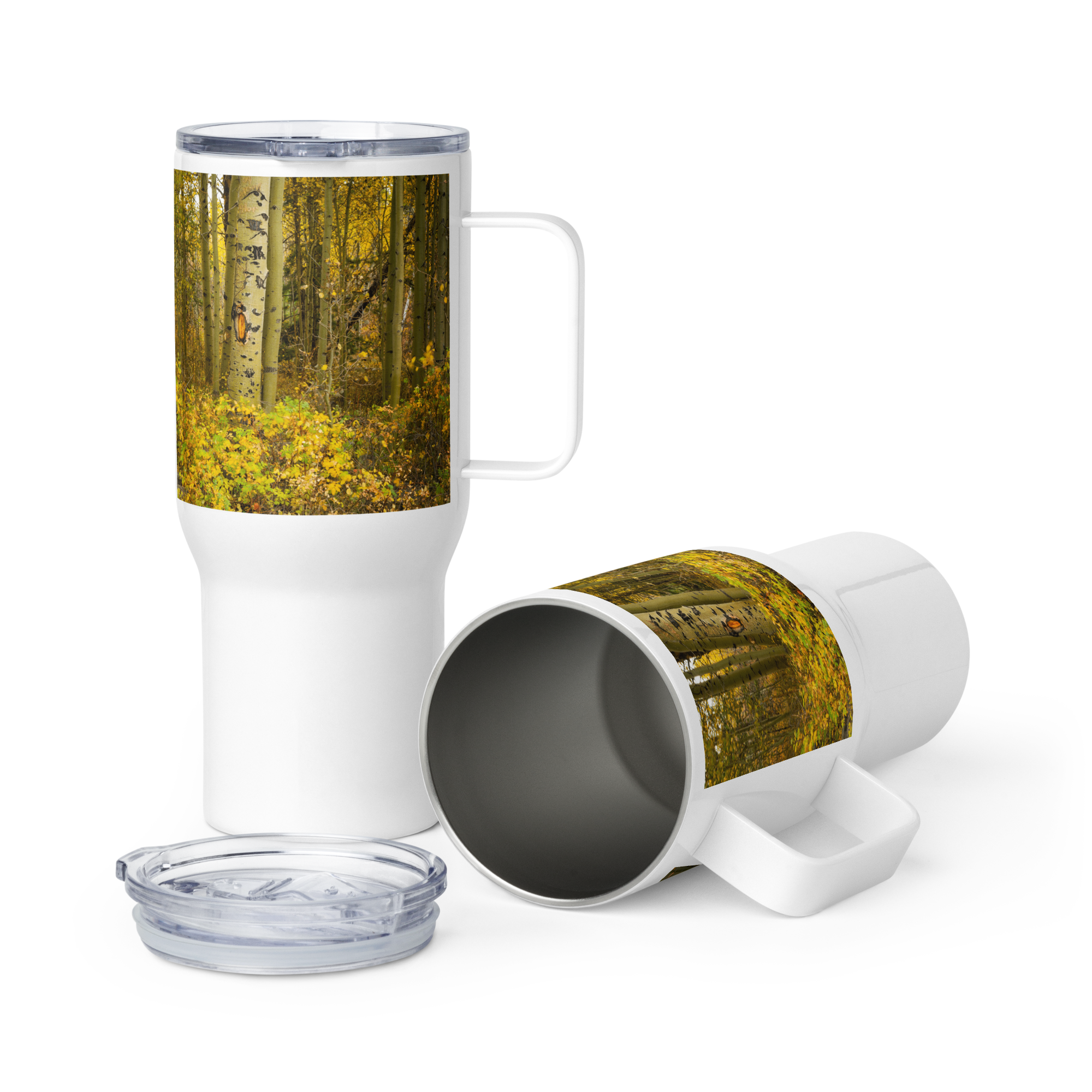 Detail Aspen Trees in the Fall Travel mug With a Handle