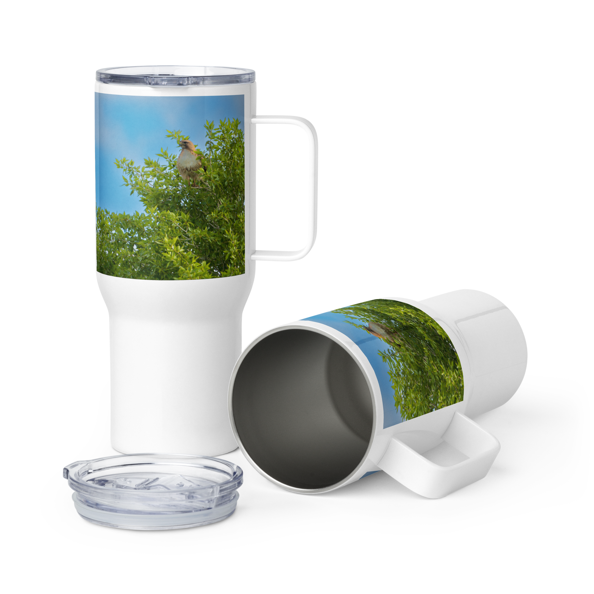 Hawk Travel mug with a handle