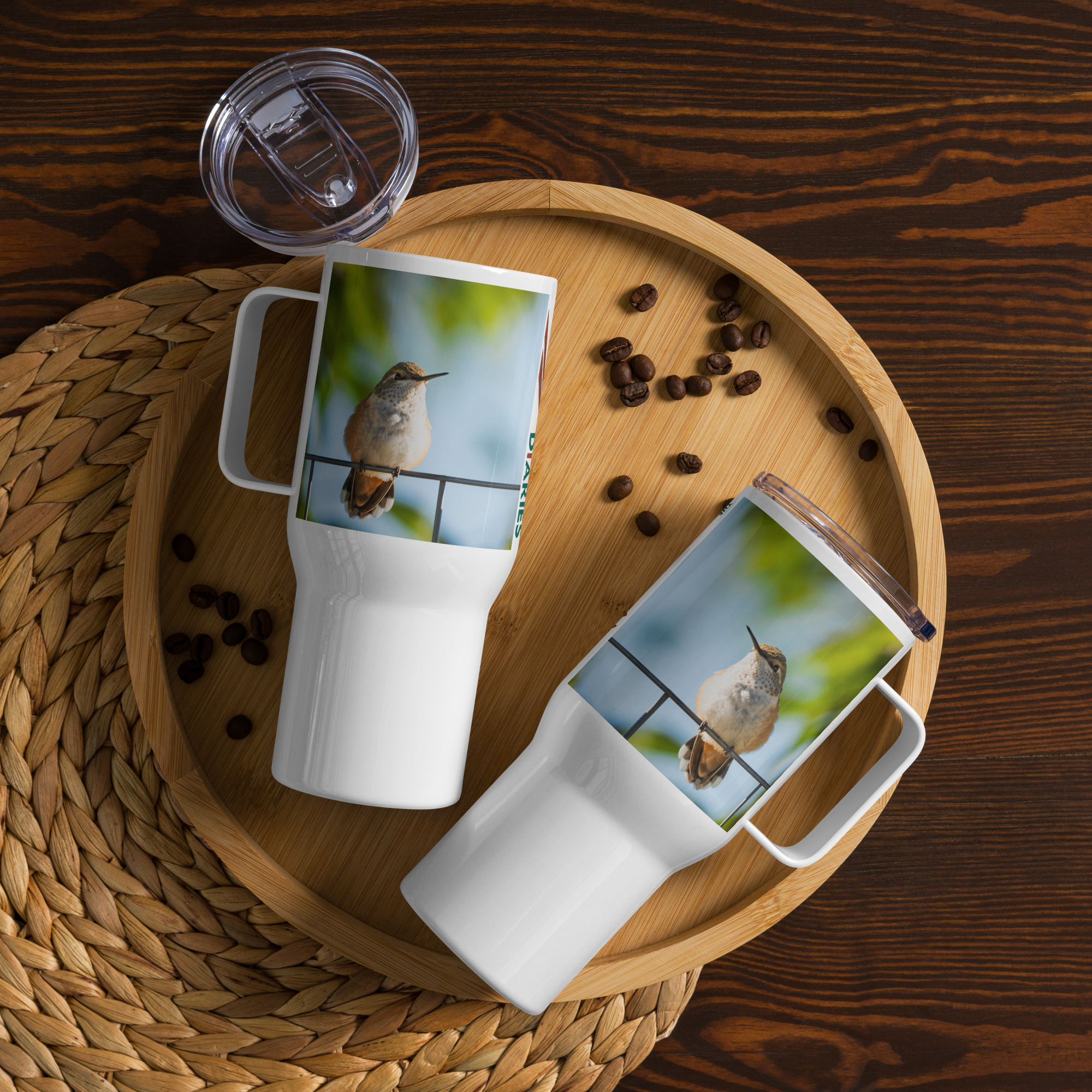 Hummingbird Travel mug with a handle