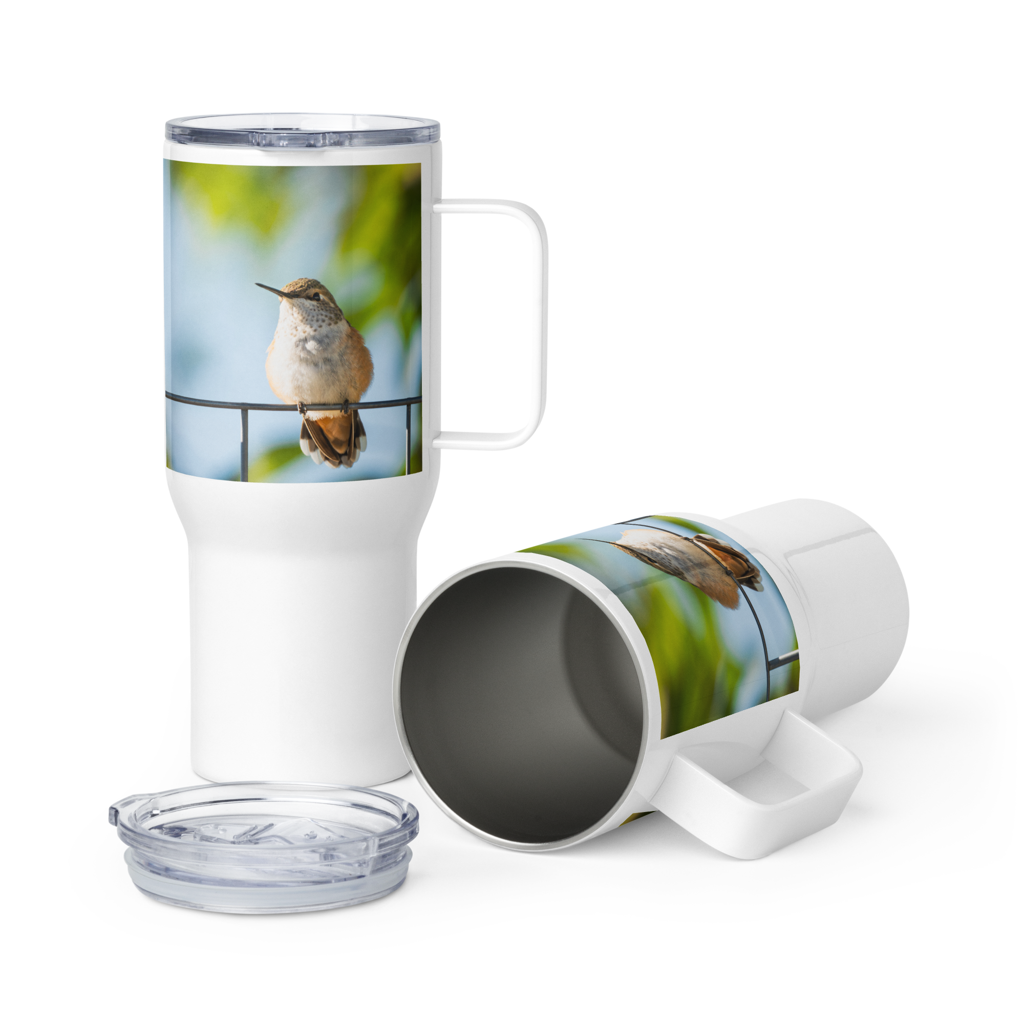Hummingbird Travel mug with a handle