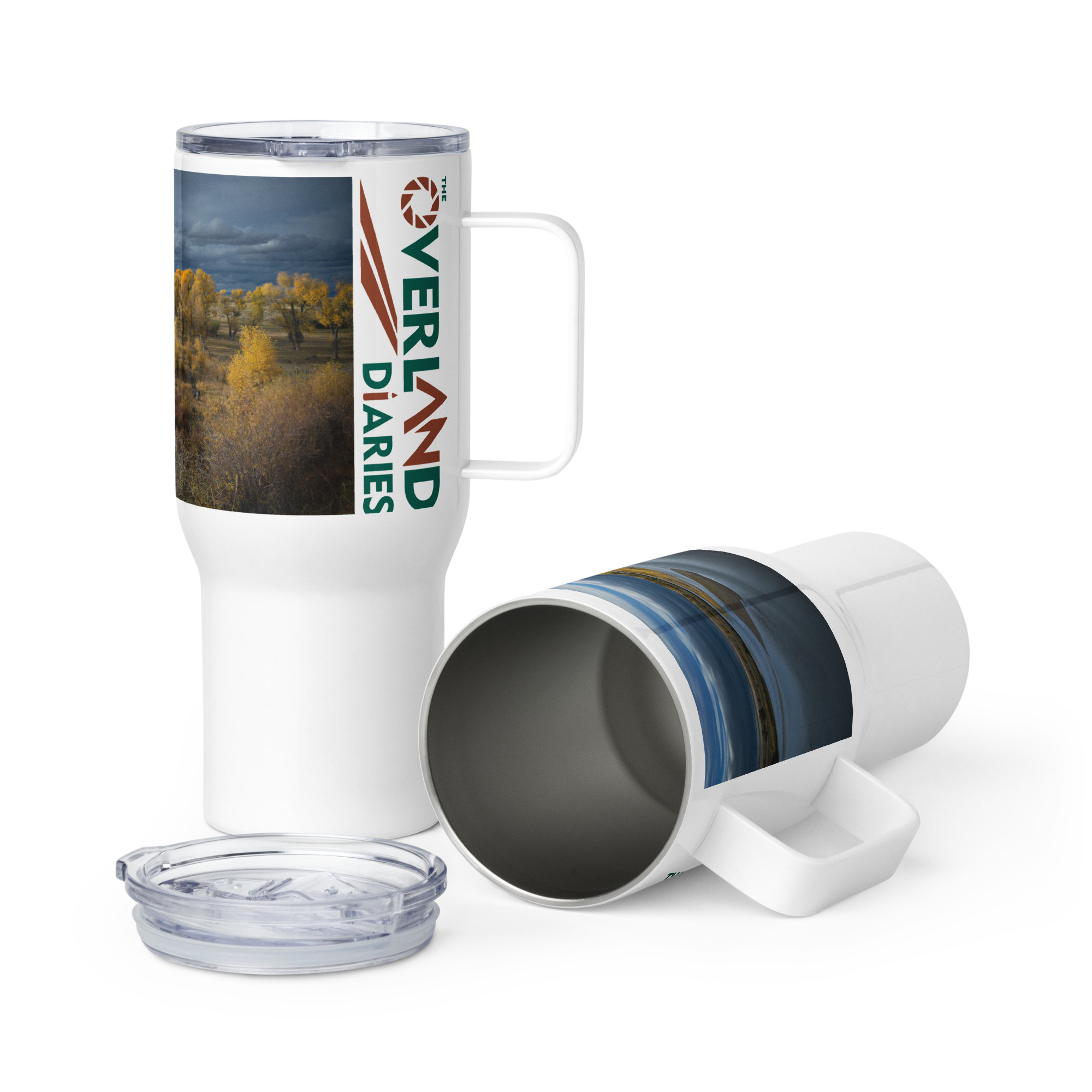 Fall Landscape Travel mug with a handle