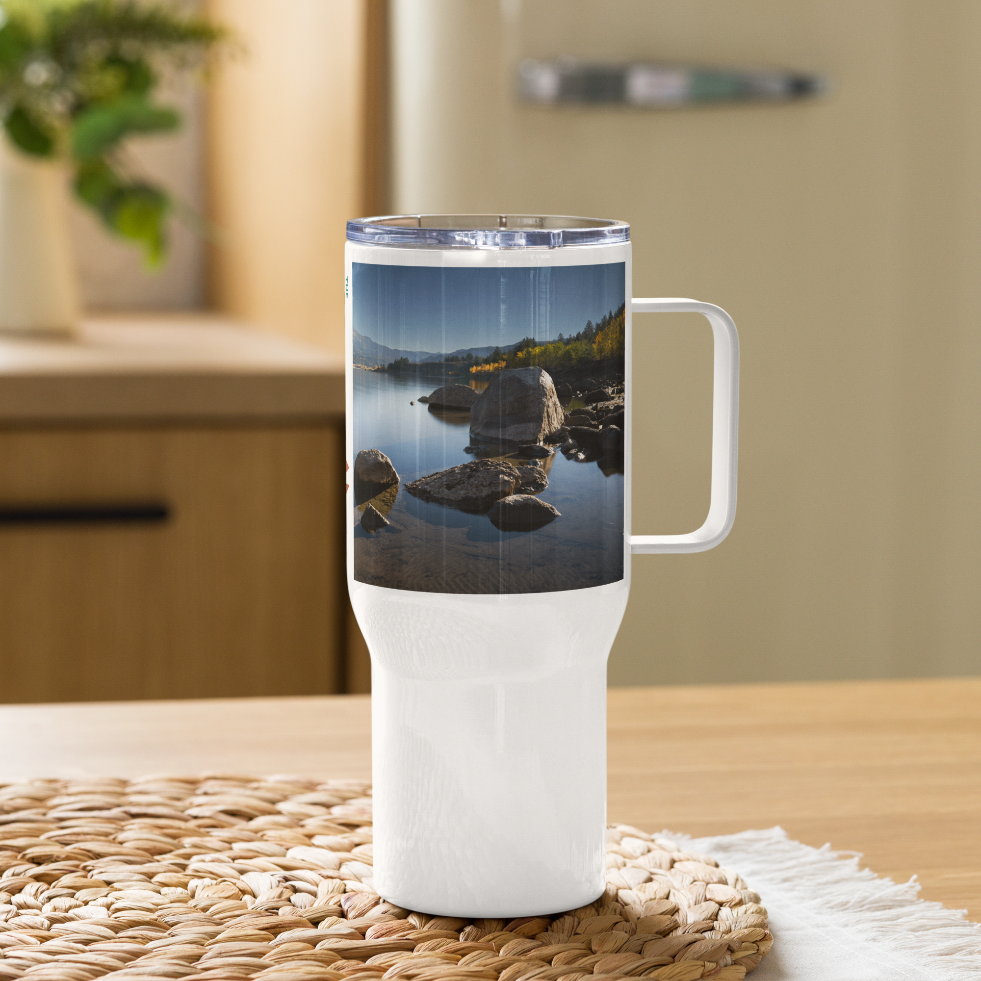 Fall Lake Scenery Travel mug With a Handle