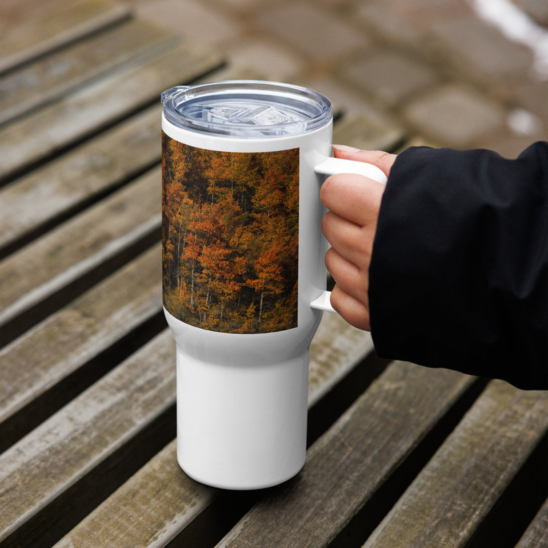 Red Aspen Trees in the Fall Travel Mug with a Handle