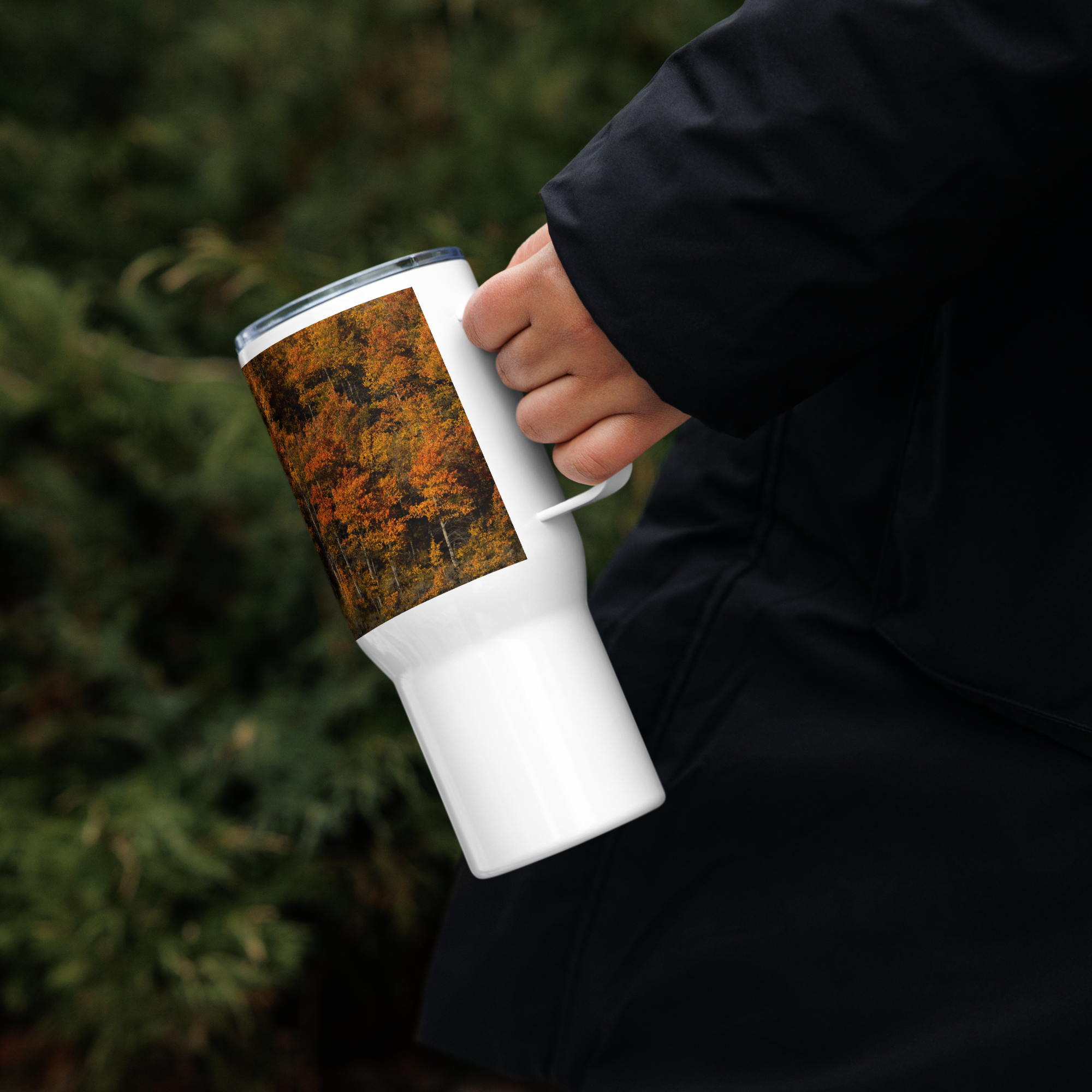 Red Aspen Trees in the Fall Travel Mug with a Handle