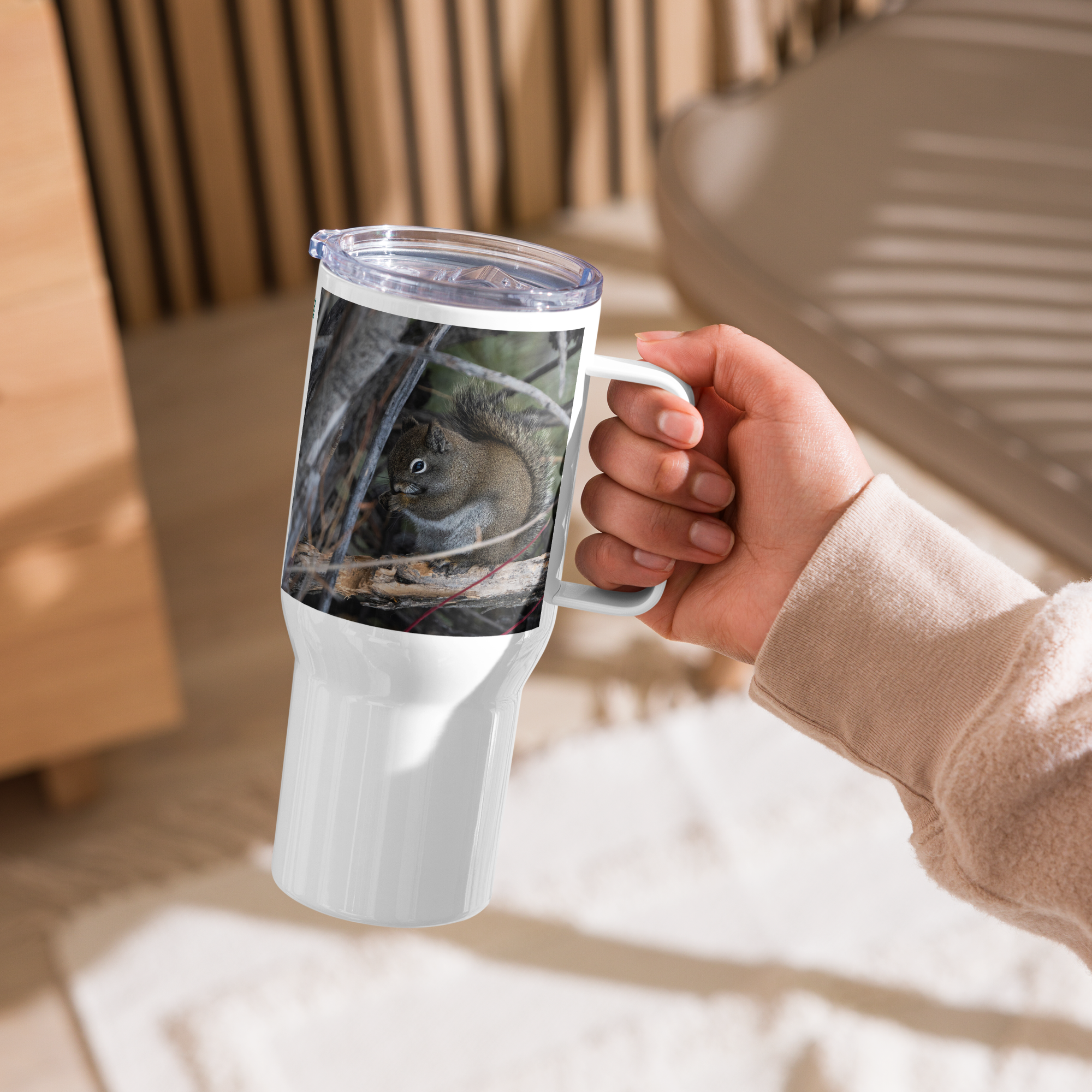 Squirrel Travel mug with a handle