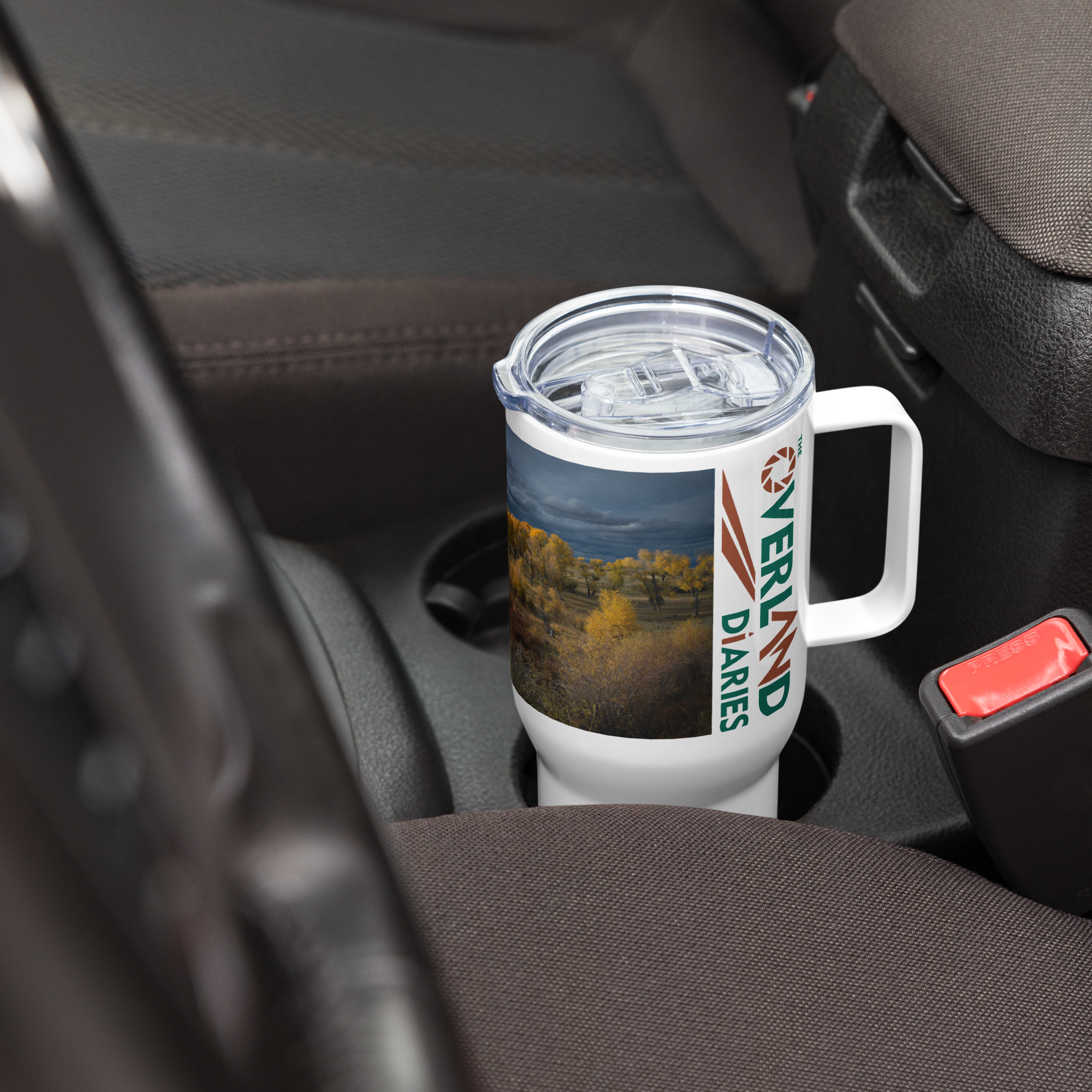 Fall Landscape Travel mug with a handle