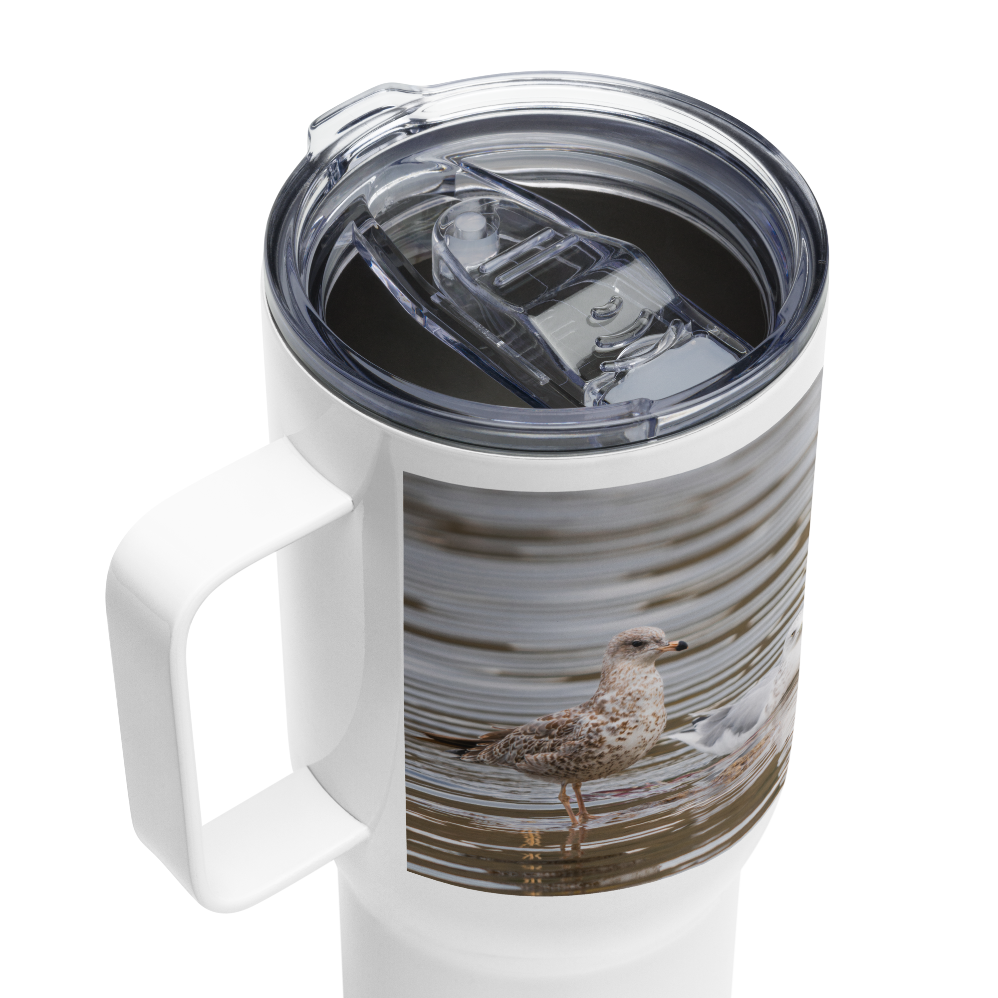 Ring Billed Gulls Travel mug with a handle