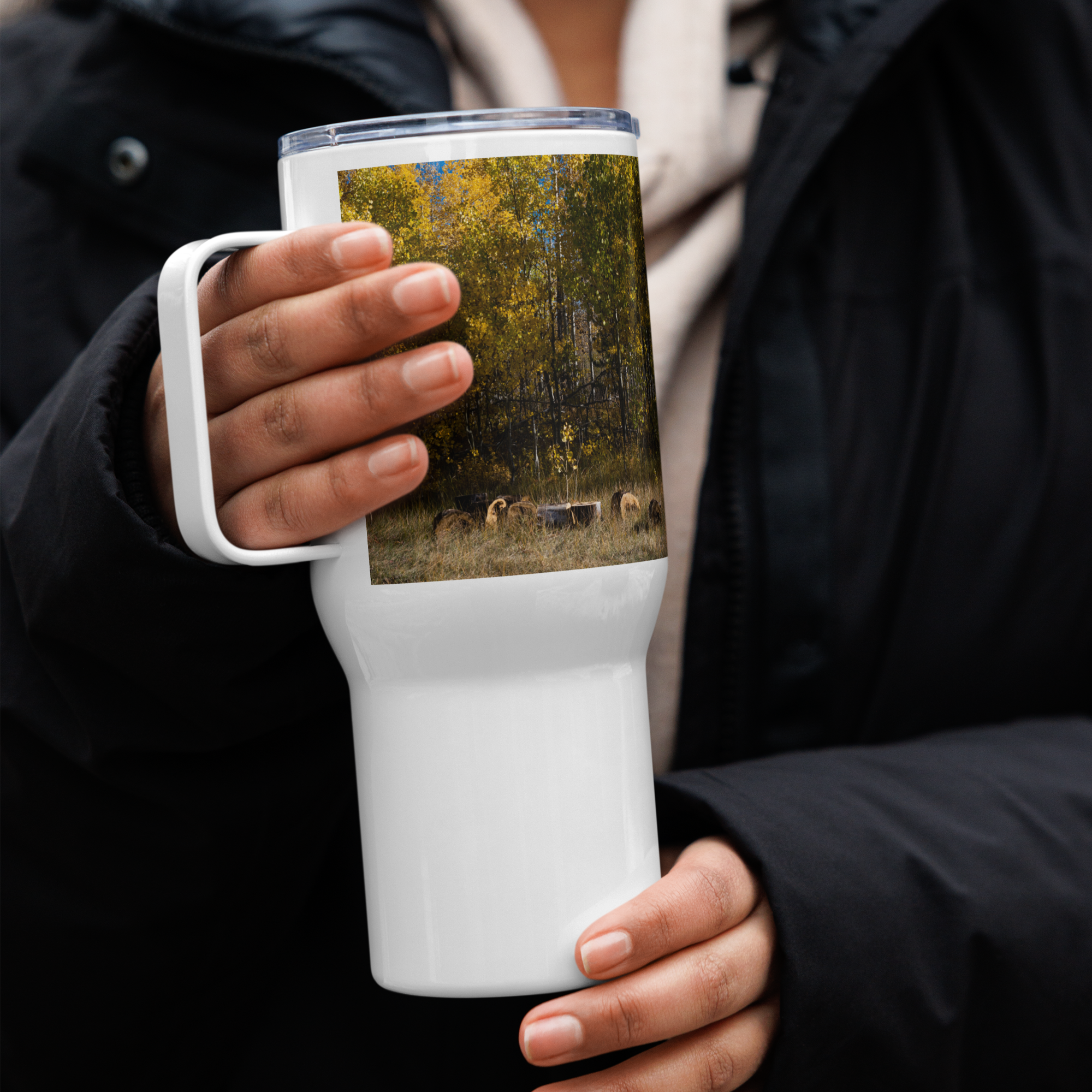 Aspens in the Fall Travel mug With a Handle