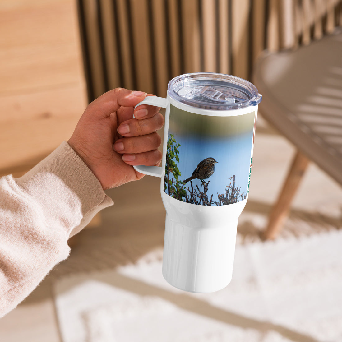 Song Sparrow Travel mug with a handle