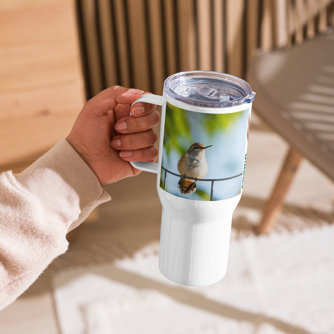 Hummingbird Travel mug with a handle