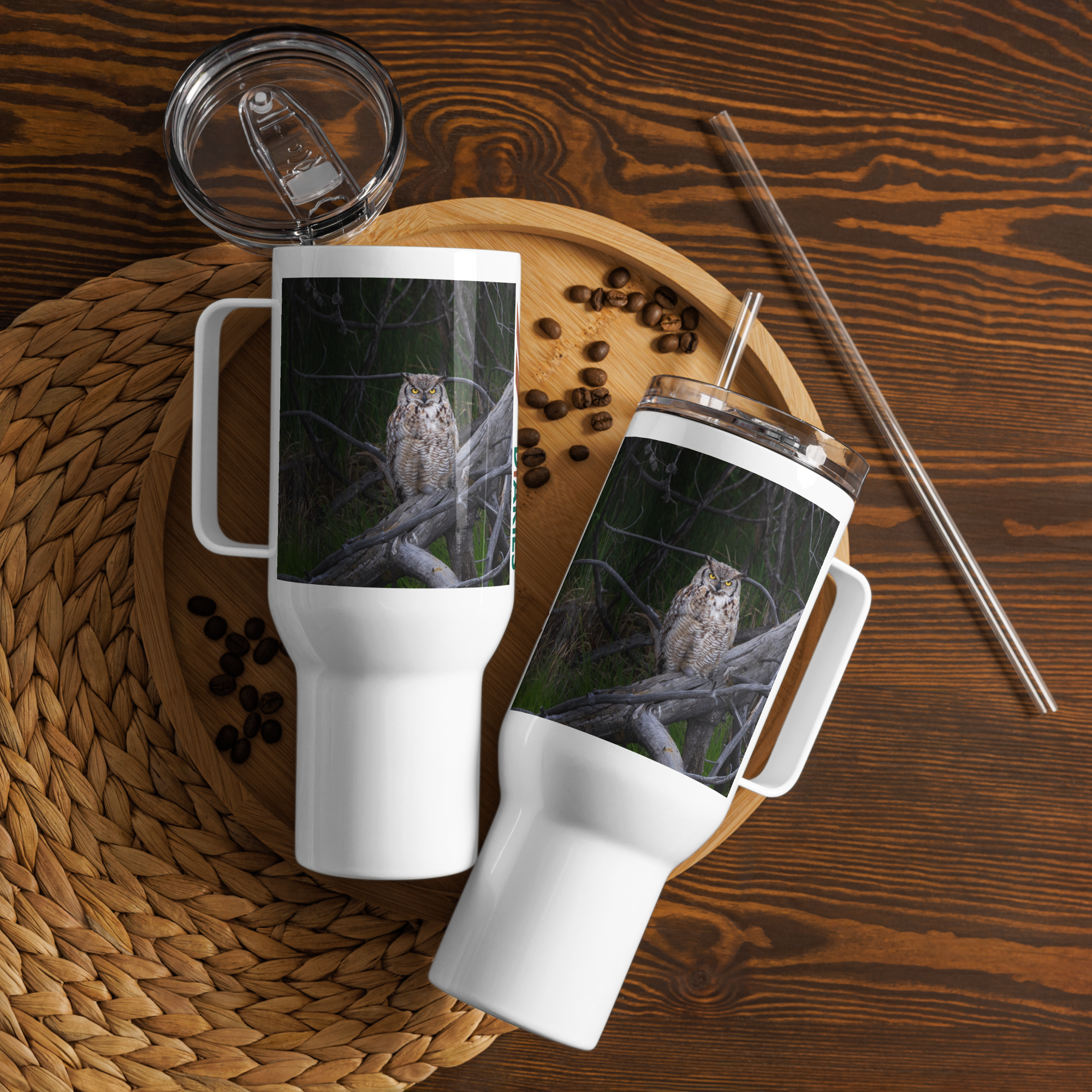 Owl Travel mug with a handle