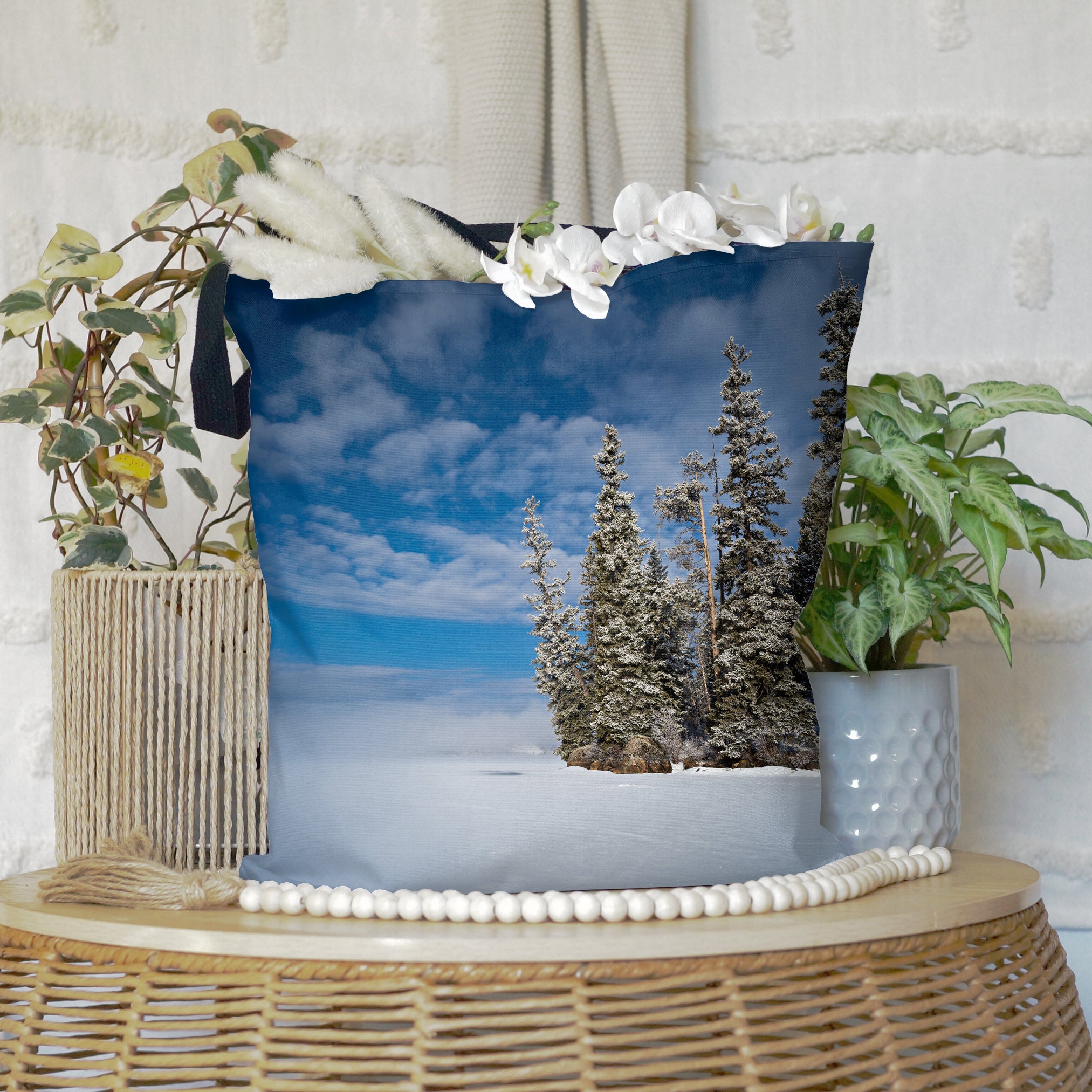 Winter Wonderland Large Tote Bags: Bring the Magic of Wyoming’s Frozen Wilderness Wherever You Go