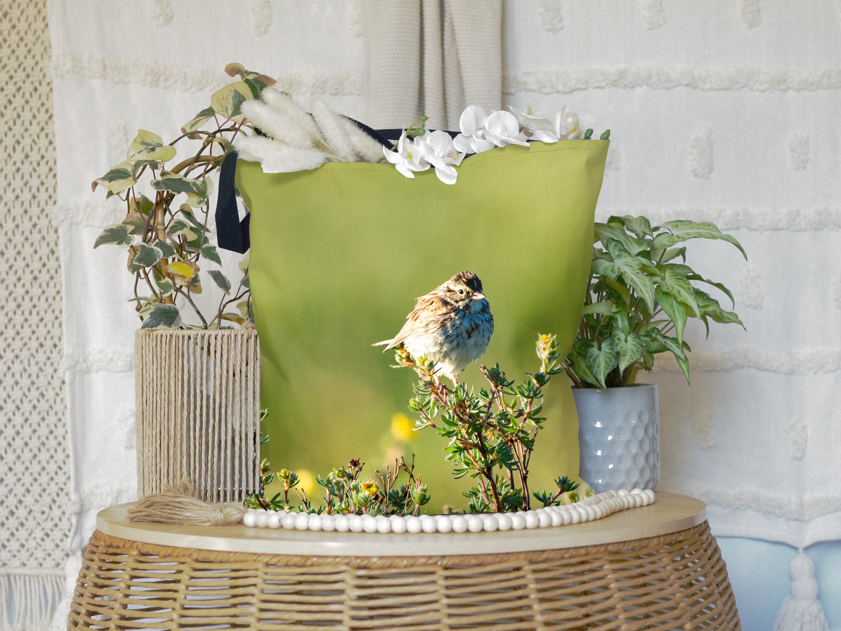 Song Sparrow All-Over Print Large Tote Bag