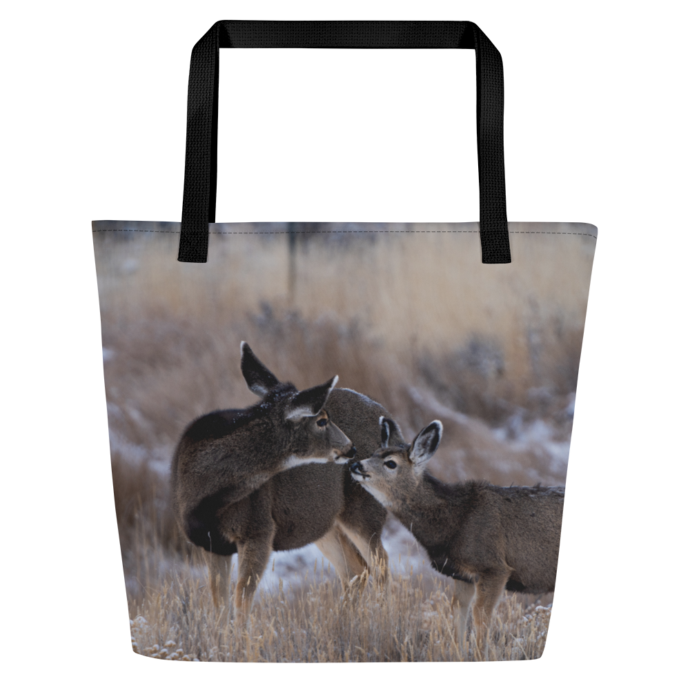 Deer Kissing All-Over Print Large Tote Bag - The Overland Diaries