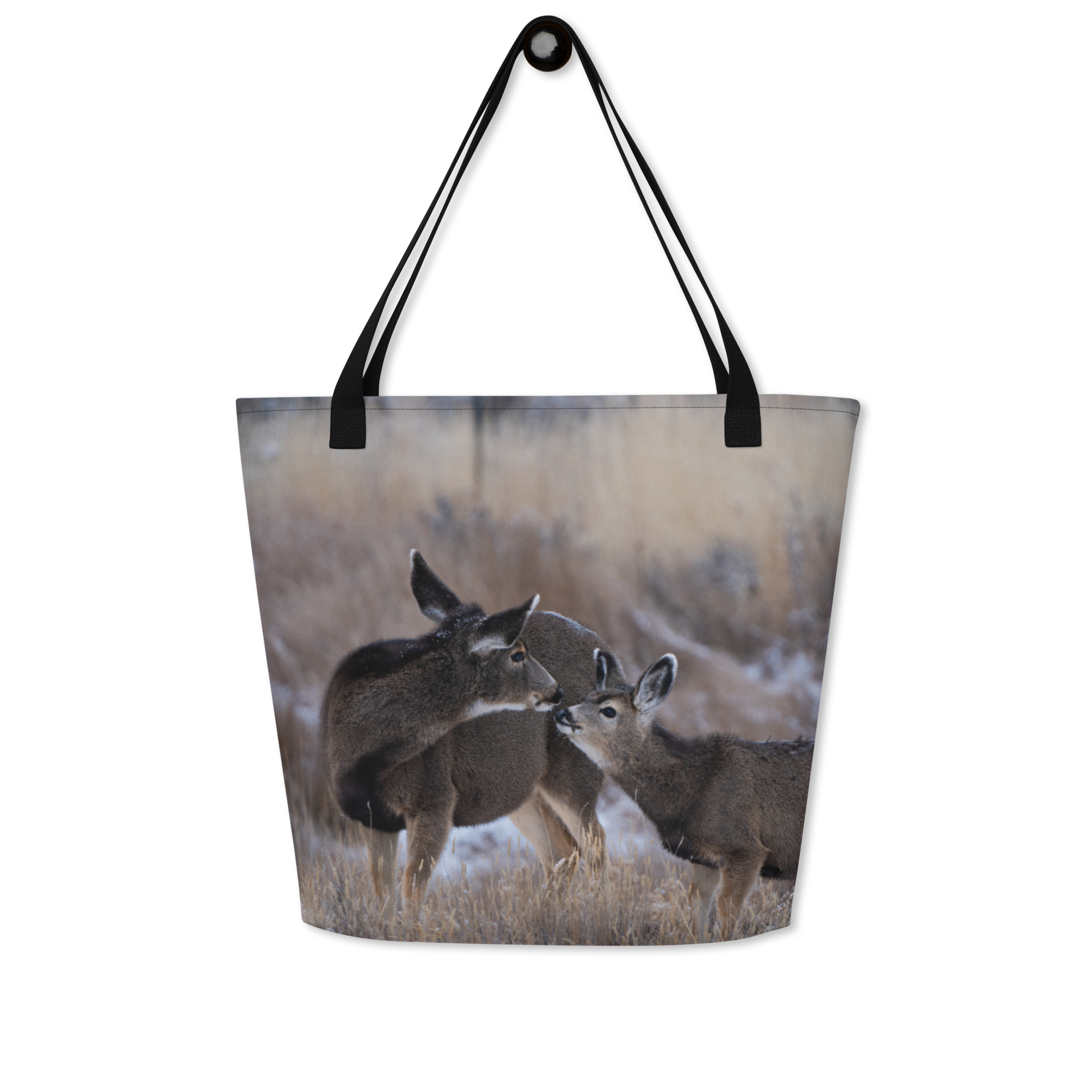 Deer Kissing All-Over Print Large Tote Bag - The Overland Diaries