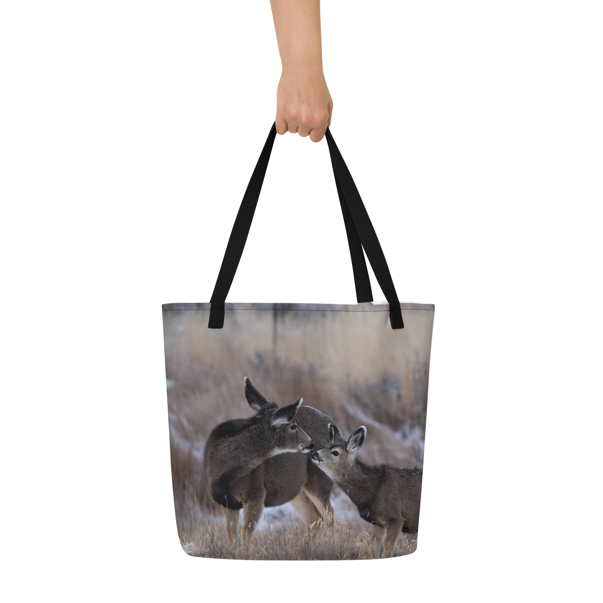 Deer Kissing All-Over Print Large Tote Bag - The Overland Diaries