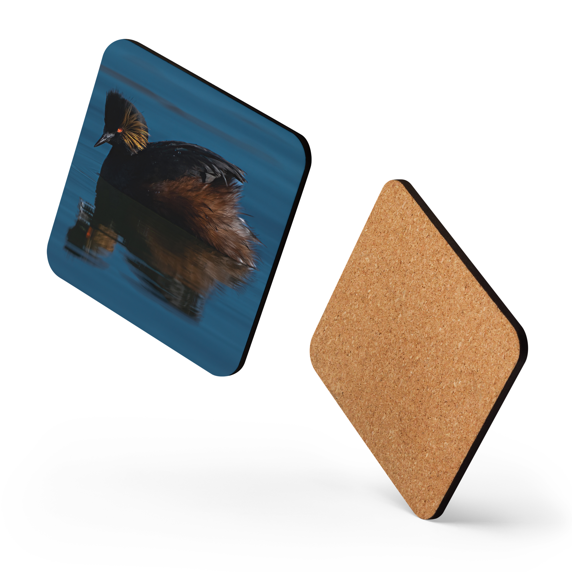 Eared GrebeCork-back Coaster - The Overland Diaries
