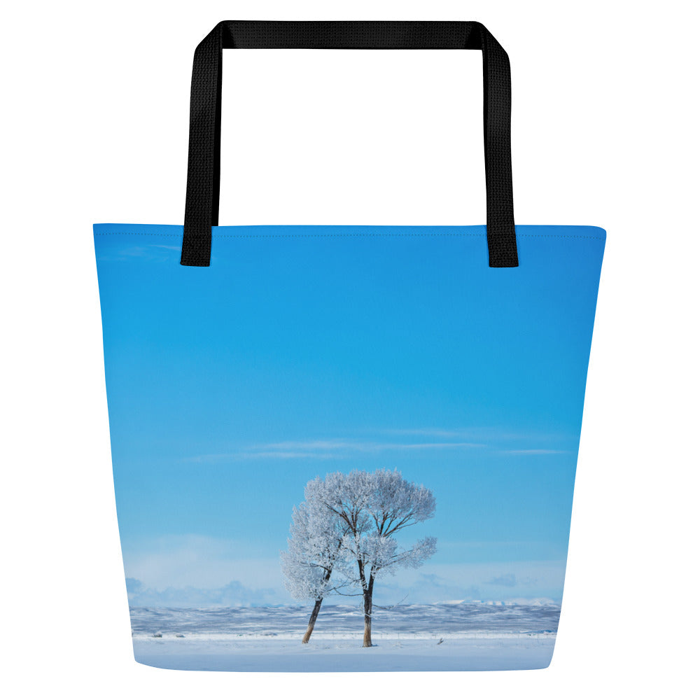 Wyoming Wonderland Large Tote Bags: Carry the Spirit of the Wild