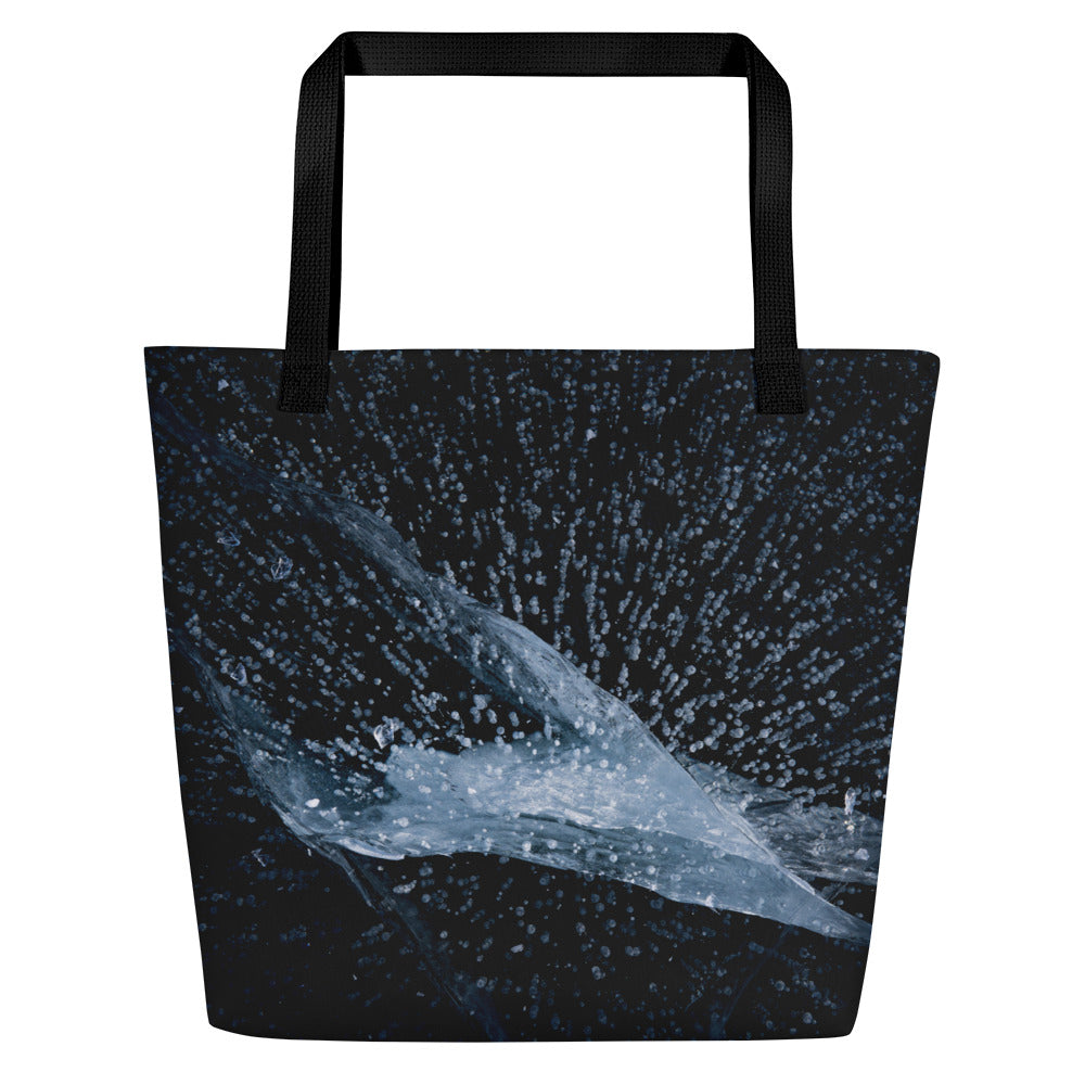 Texture of Frozen Fremont Lake All-Over Print Large Tote Bag