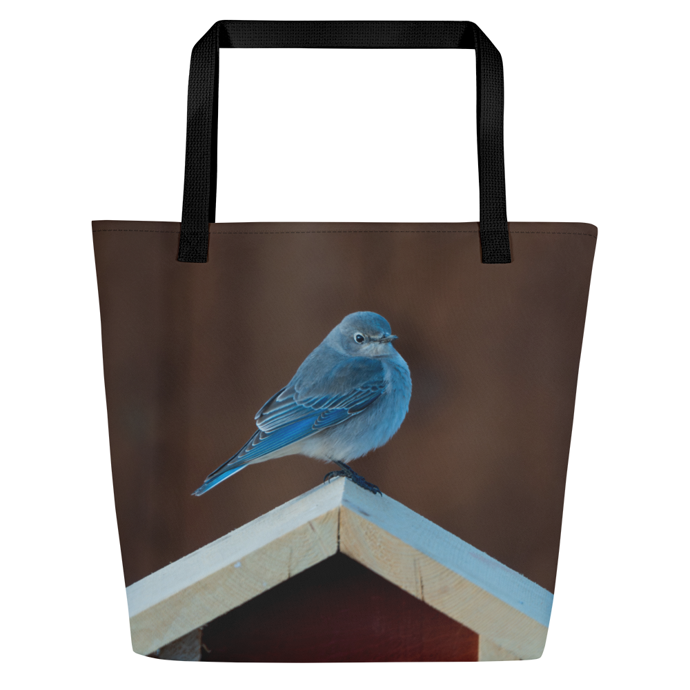 Mountain Bluebird All-Over Print Large Tote Bag