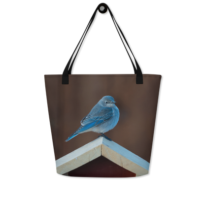 Mountain Bluebird All-Over Print Large Tote Bag