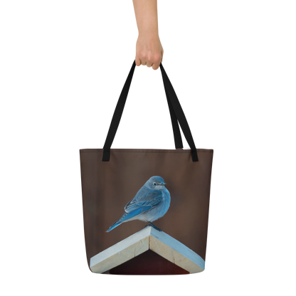 Mountain Bluebird All-Over Print Large Tote Bag