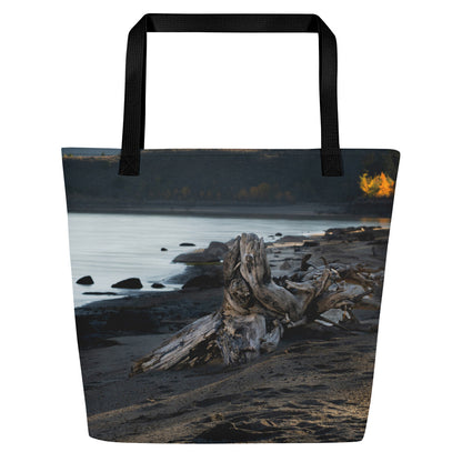 Boulder Lake in the Fall All-Over Print Large Tote Bag