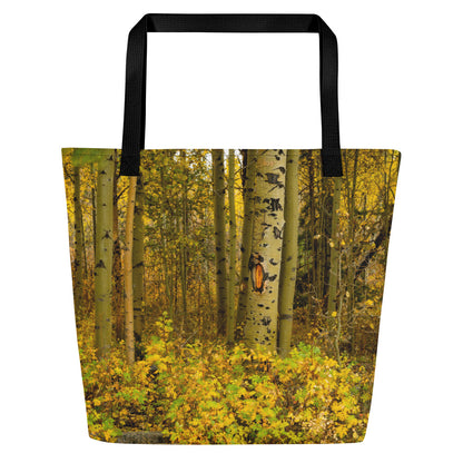 Detail Aspen Trees in the Fall All-Over Print Large Tote Bag