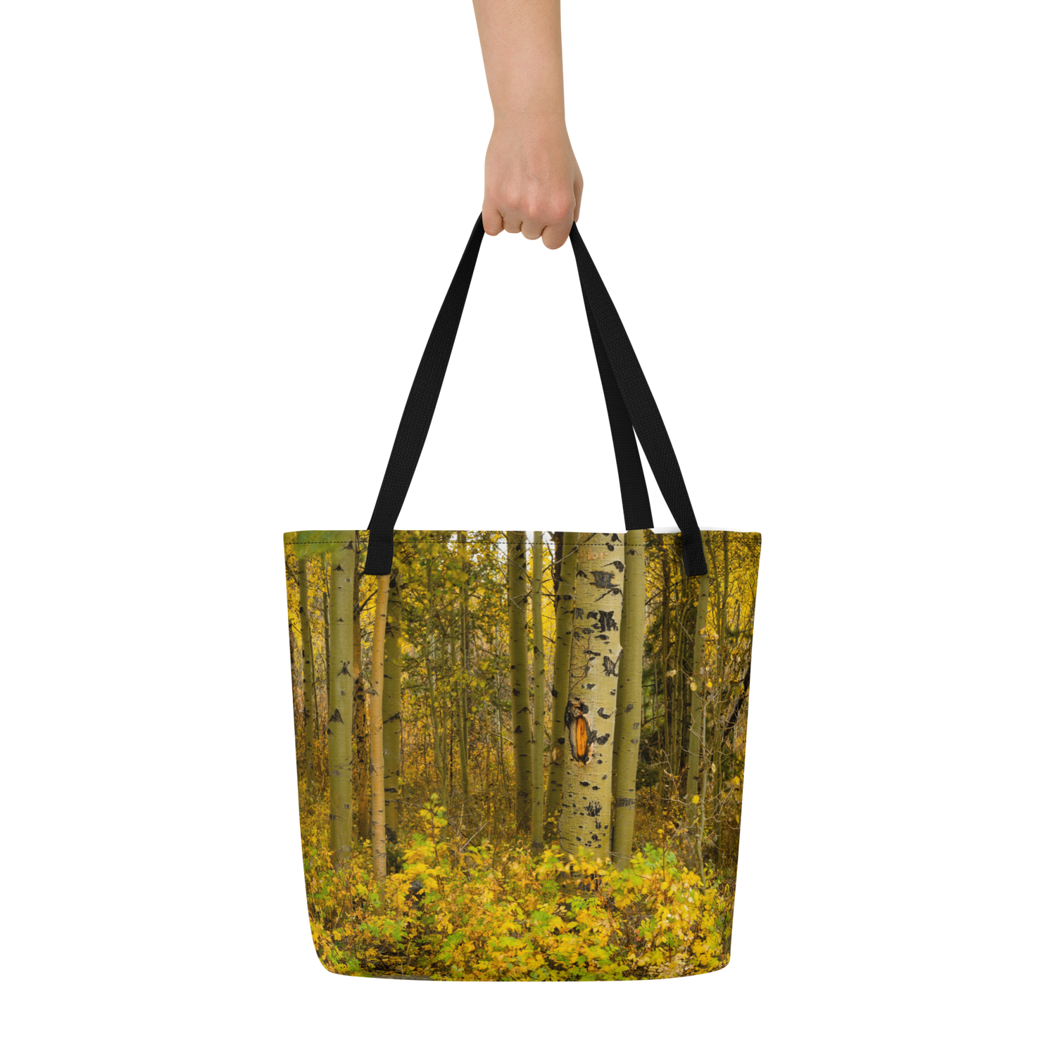 Detail Aspen Trees in the Fall All-Over Print Large Tote Bag