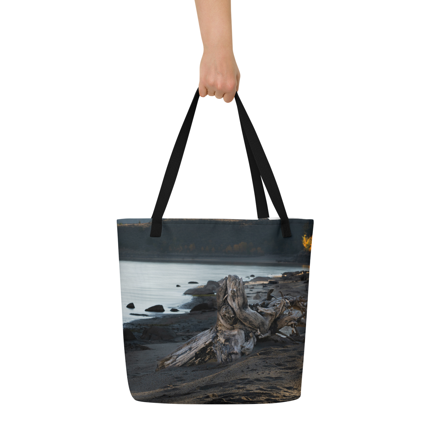 Boulder Lake in the Fall All-Over Print Large Tote Bag