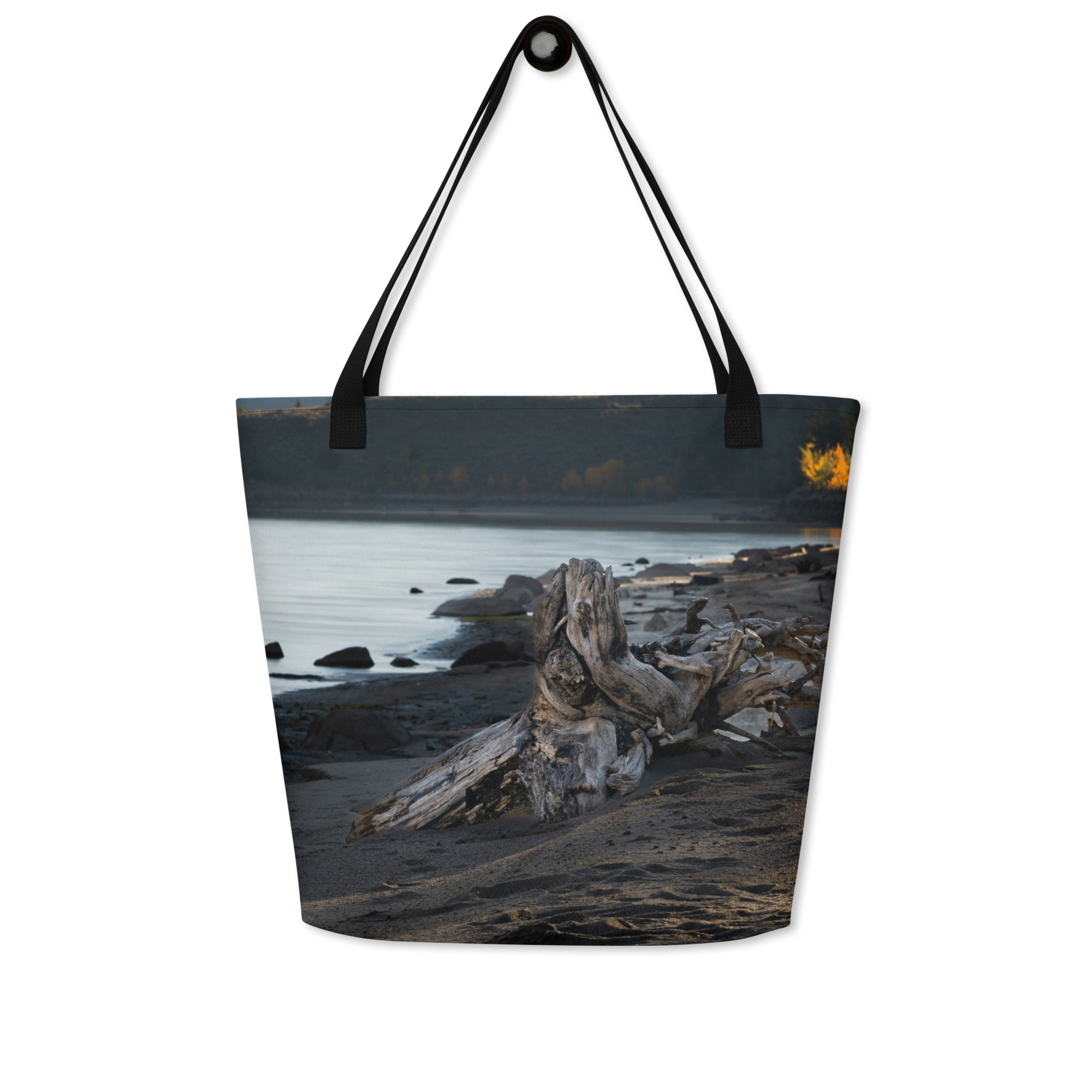 Boulder Lake in the Fall All-Over Print Large Tote Bag