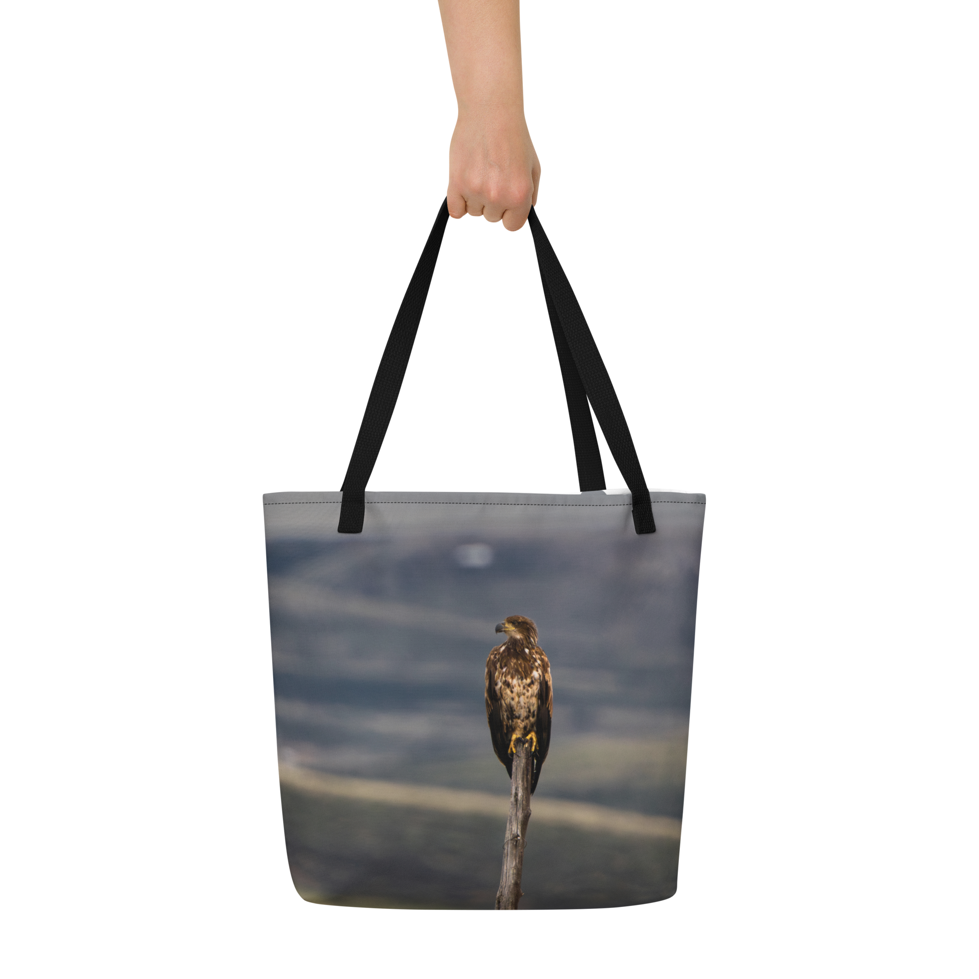 Young Bald Eagle All-Over Print Large Tote Bag