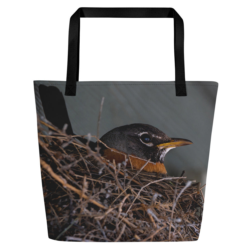 Mama Robin All-Over Print Large Tote Bag