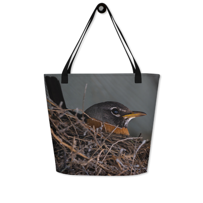 Mama Robin All-Over Print Large Tote Bag