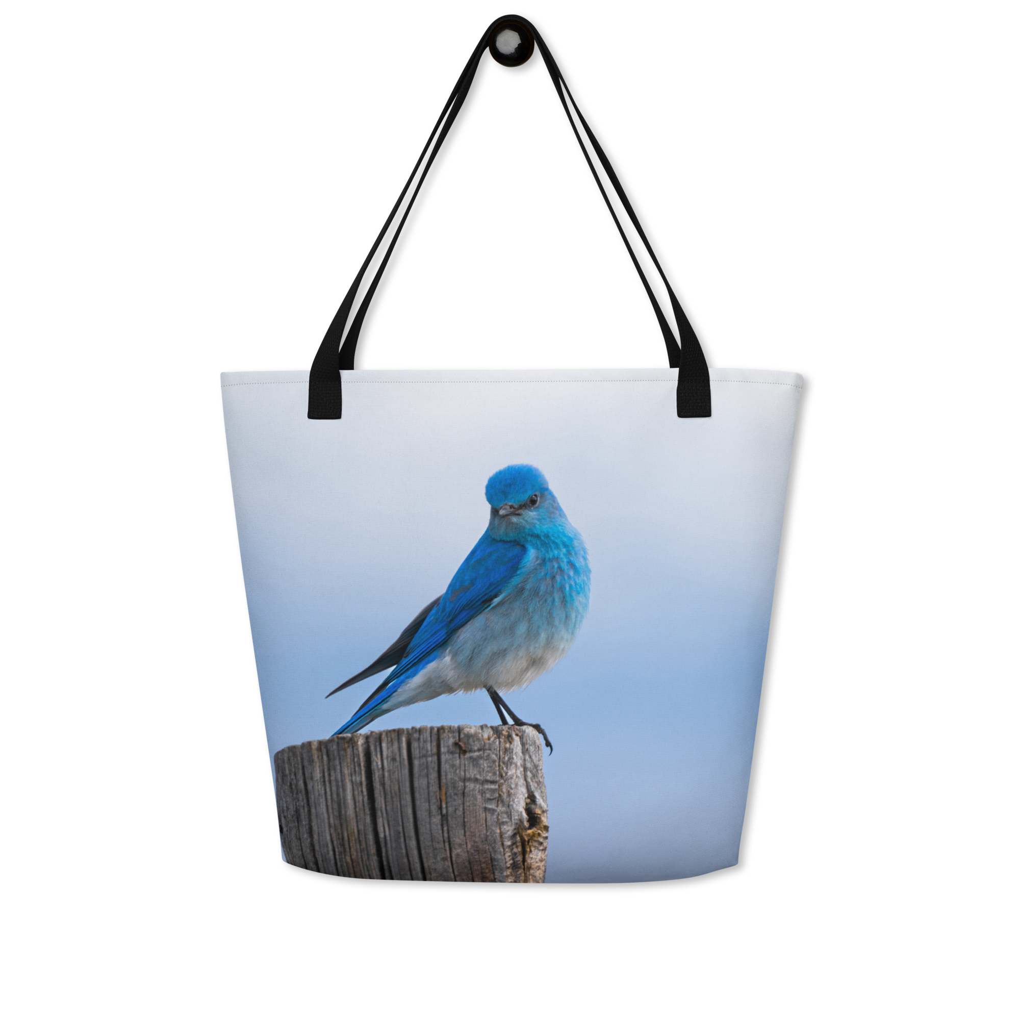 Mountain Bluebird All-Over Print Large Tote Bag