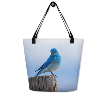 Mountain Bluebird All-Over Print Large Tote Bag