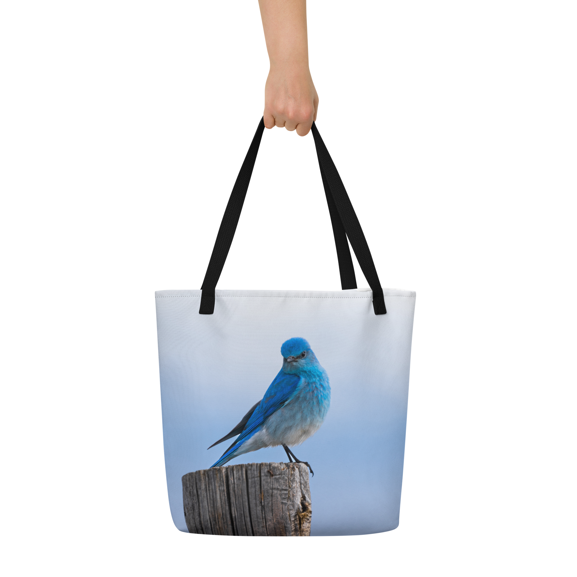 Mountain Bluebird All-Over Print Large Tote Bag