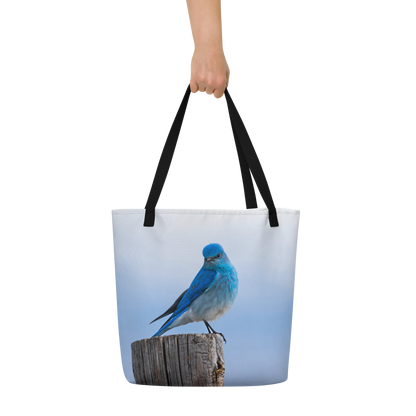 Mountain Bluebird All-Over Print Large Tote Bag