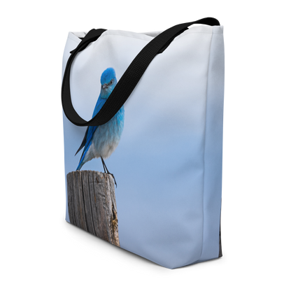 Mountain Bluebird All-Over Print Large Tote Bag