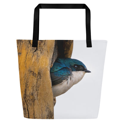 Tree Swallow All-Over Print Large Tote Bag