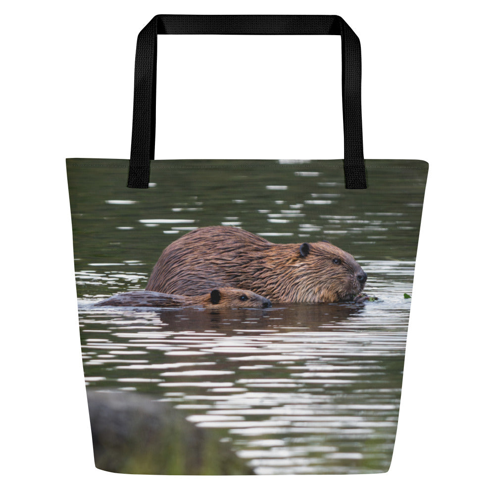 Beaver All-Over Print Large Tote Bag